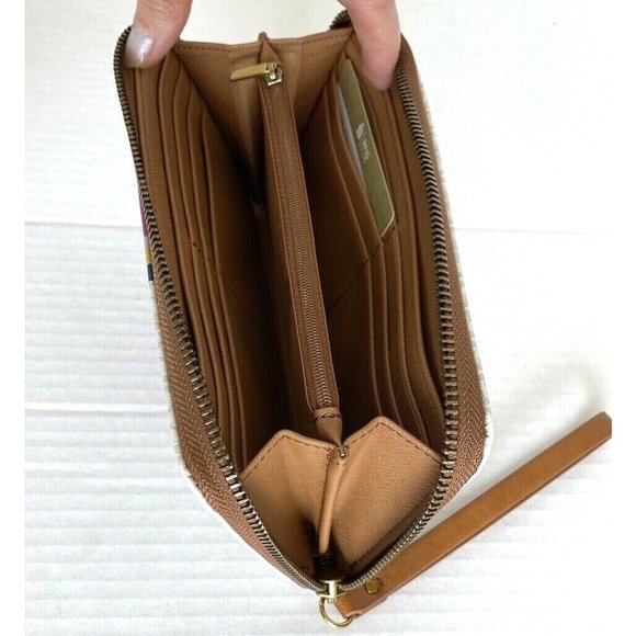 New Fossil Jori zip clutch wristlet RFID wallet Pink Stripe - Picture 6 of 6